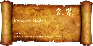 Kepecs Noémi névjegykártya